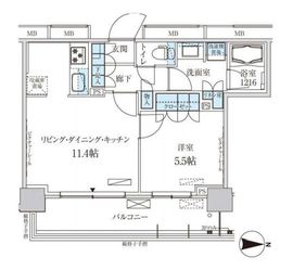 パークアクシス菊川ステーションゲート 609 間取り図