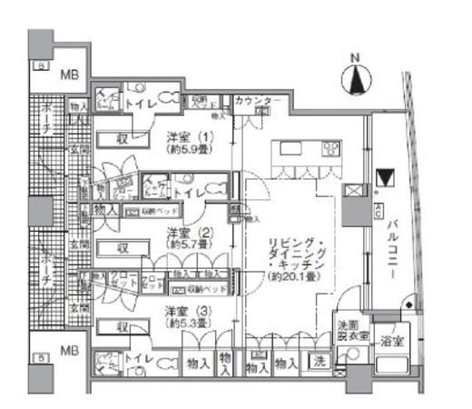 アクティ汐留 4303 間取り図