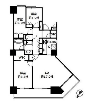 シティタワー品川 34階 間取り図