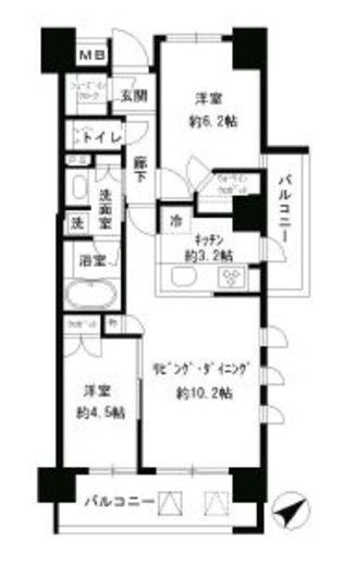 パークホームズ目黒リバーサウスアーバンレジデンス 14階 間取り図