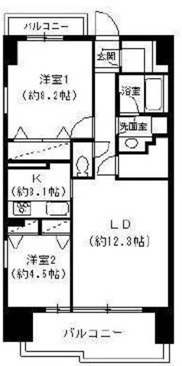 パークキューブ東品川 408 間取り図