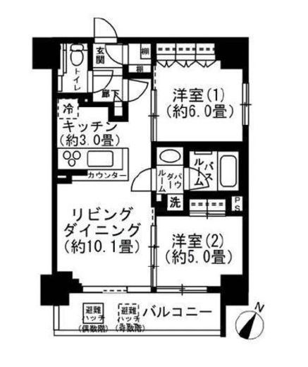 シティハウス東麻布 15階 間取り図