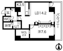 シティコート目黒 2-710 間取り図