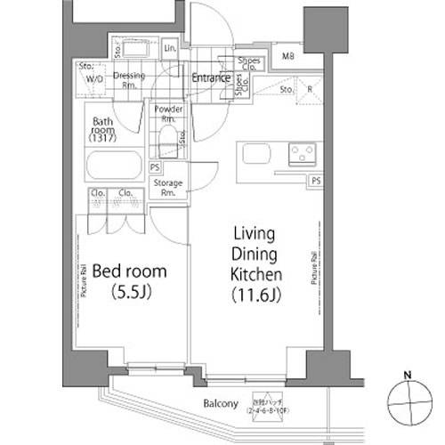 パークハビオ秋葉原 908 間取り図