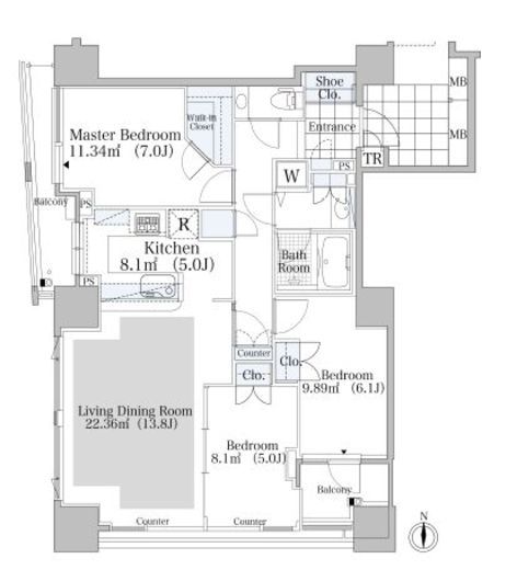 シティタワー四谷 3階 間取り図