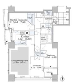 シティタワー四谷 3階 間取り図