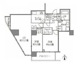 カスタリアタワー品川シーサイド 2102 間取り図