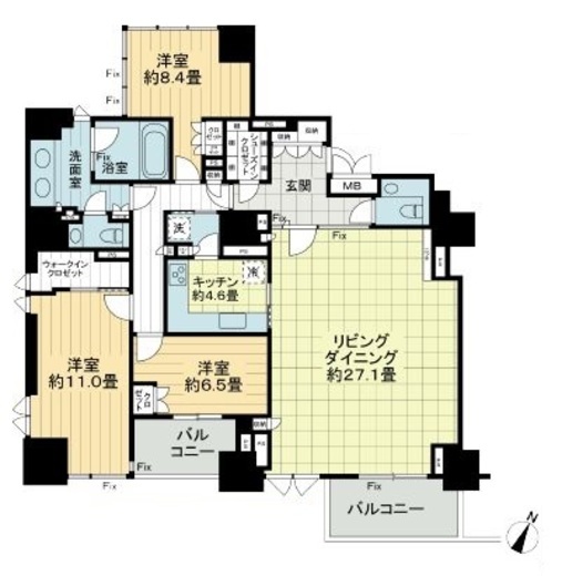 プレミスト六番町 15階 間取り図