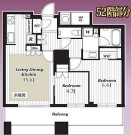 ザ・パークハウス西新宿タワー60 52階 間取り図