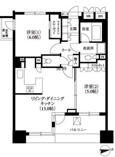 アクシルコート島津山南 304 間取り図