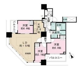 ザ・パークハウス西新宿タワー60 18階 間取り図