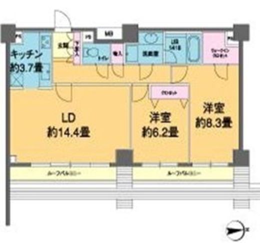 カスタリア高輪 1007 間取り図