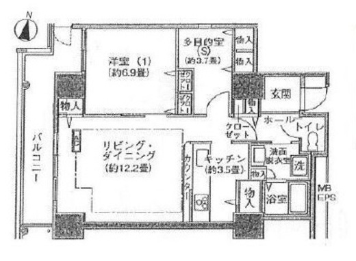 シティコート目黒 4-809 間取り図