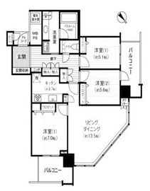 ライオンズタワー月島 24階 間取り図