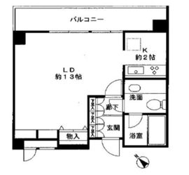 ヒューリック目黒三田 409 間取り図