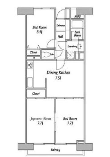 プラザ勝どき 209 間取り図