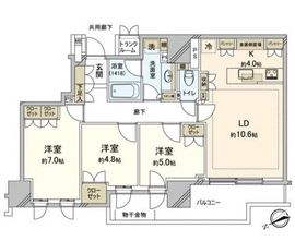 パークタワー山王 18階 間取り図