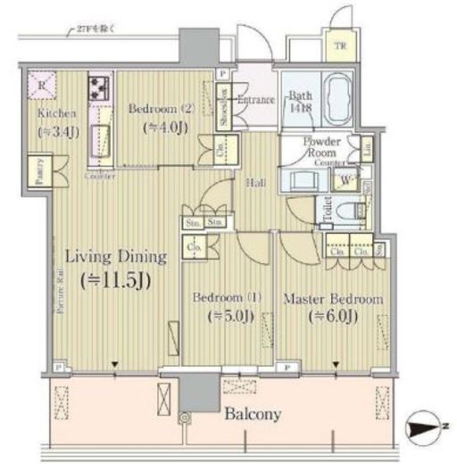 パークシティ中央湊ザタワー 27階 間取り図