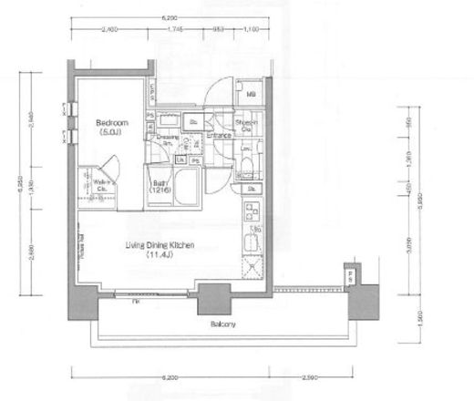 ザ・パークハビオ浅草駒形 203 間取り図