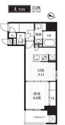 PEAKS神田 605 間取り図