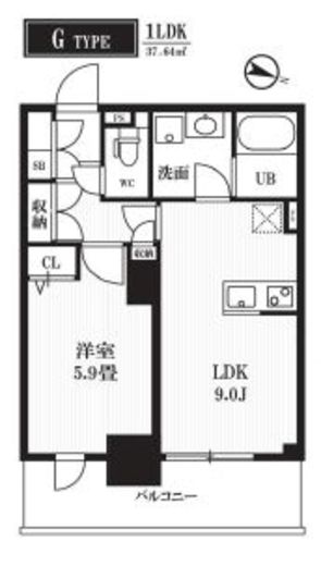 PEAKS神田 1403 間取り図