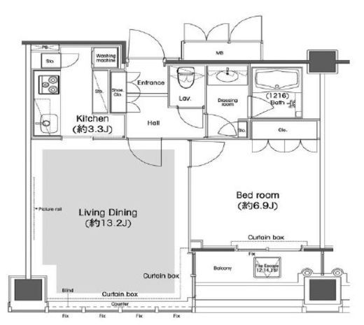 品川グラスレジデンス 1405 間取り図