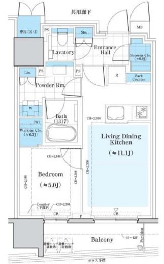 ミレアコート銀座プレミア 1002 間取り図