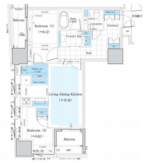ミレアコート銀座プレミア 603 間取り図