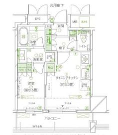 レフィール築地レジデンス 6階 間取り図