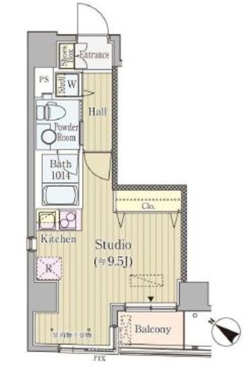 コルティーレ日本橋人形町 302 間取り図