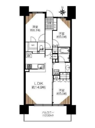 オーベルグランディオ品川勝島 19階 間取り図
