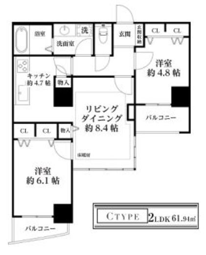 河田町ガーデン 2-1001 間取り図