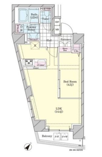 シェル品川戸越 404 間取り図