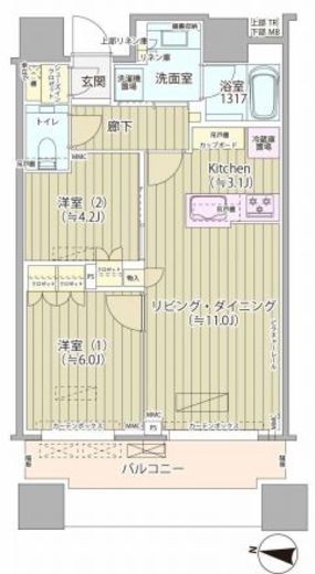 ブリリアタワーズ目黒 26階 間取り図