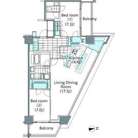 コンフォリア新宿イーストサイドタワー 3205 間取り図