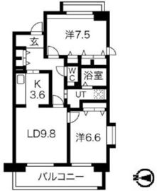 アクティ目黒駅前 2号棟 1001 間取り図