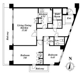 フレア西麻布 206 間取り図