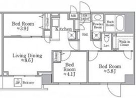 レジディア西小山 214 間取り図