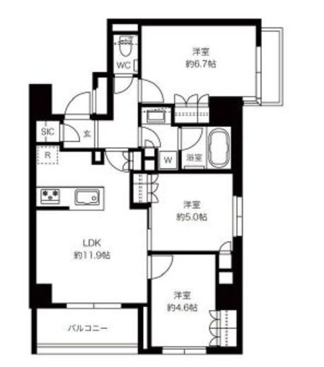 サンウッド東京茅場町パークフロント 7階 間取り図