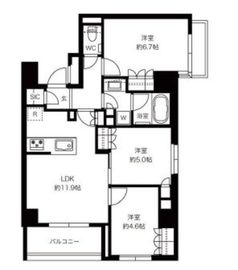 サンウッド東京茅場町パークフロント 7階 間取り図