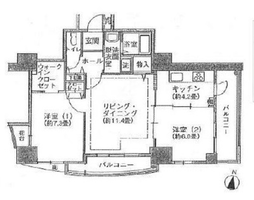 シティコート目黒 2-711 間取り図