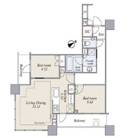 ブリリアタワーズ目黒 16階 間取り図