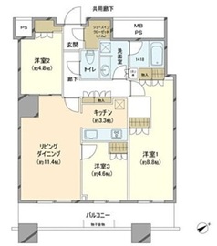 ザ・パークハウス西新宿タワー60 18階 間取り図