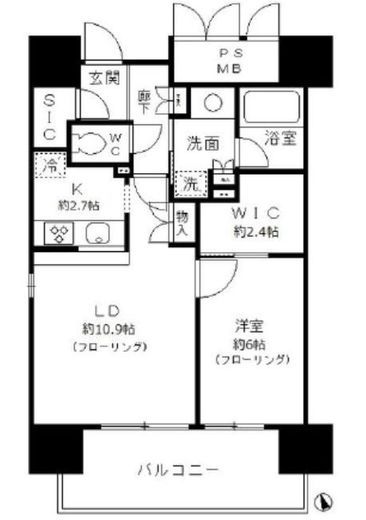 フォンテーヌ芝浦 1201 間取り図