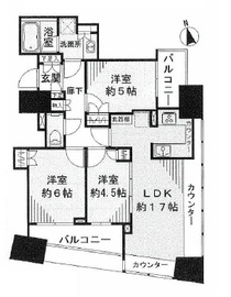 ザ・パークハウス三軒茶屋タワー 18階 間取り図