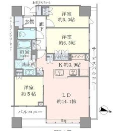 ブリリアタワーズ目黒 36階 間取り図
