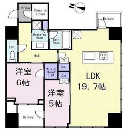 パークタワー上野池之端 6階 間取り図