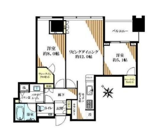 シティタワー麻布十番 14階 間取り図