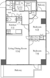 プライムアーバン新宿夏目坂タワーレジデンス 1504 間取り図