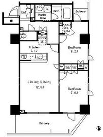 プライムアーバン新宿夏目坂タワーレジデンス 1904 間取り図